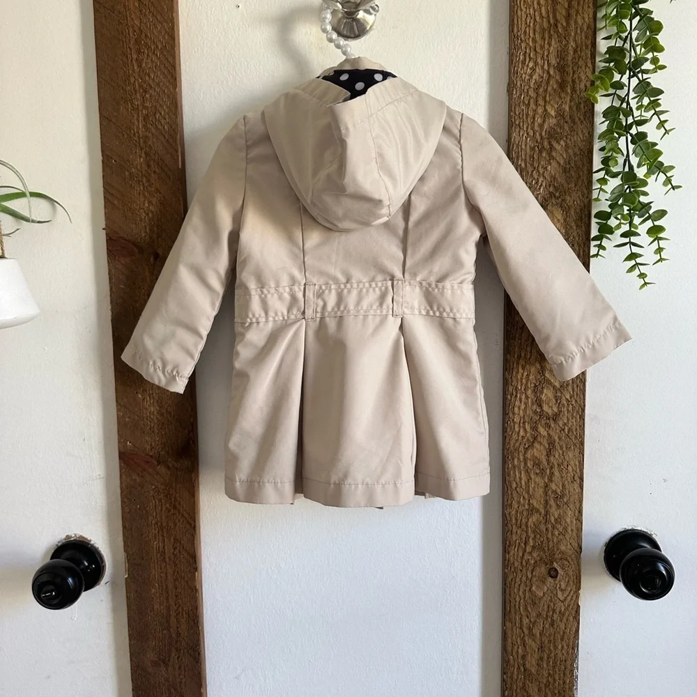 Oshkosh B'Gosh Polka Dot Hooded Double Breasted Beige Trench Coat Size 18M Girl